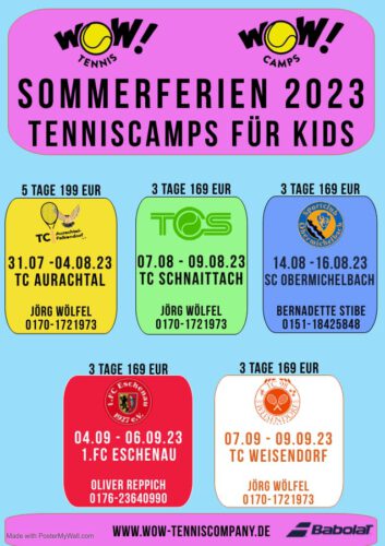 Flyer Tenniscamp Sommerferien 2023, Vorderseite