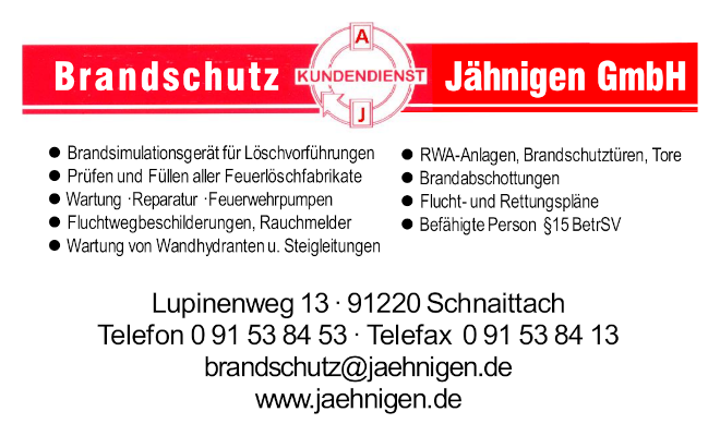 Anzeige: Brandschutz Jähnigen GmbH