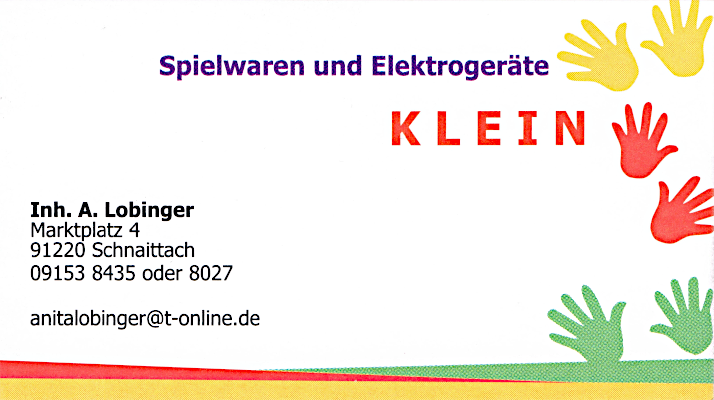 Anzeige: Spielwaren und Elektrogeräte Klein